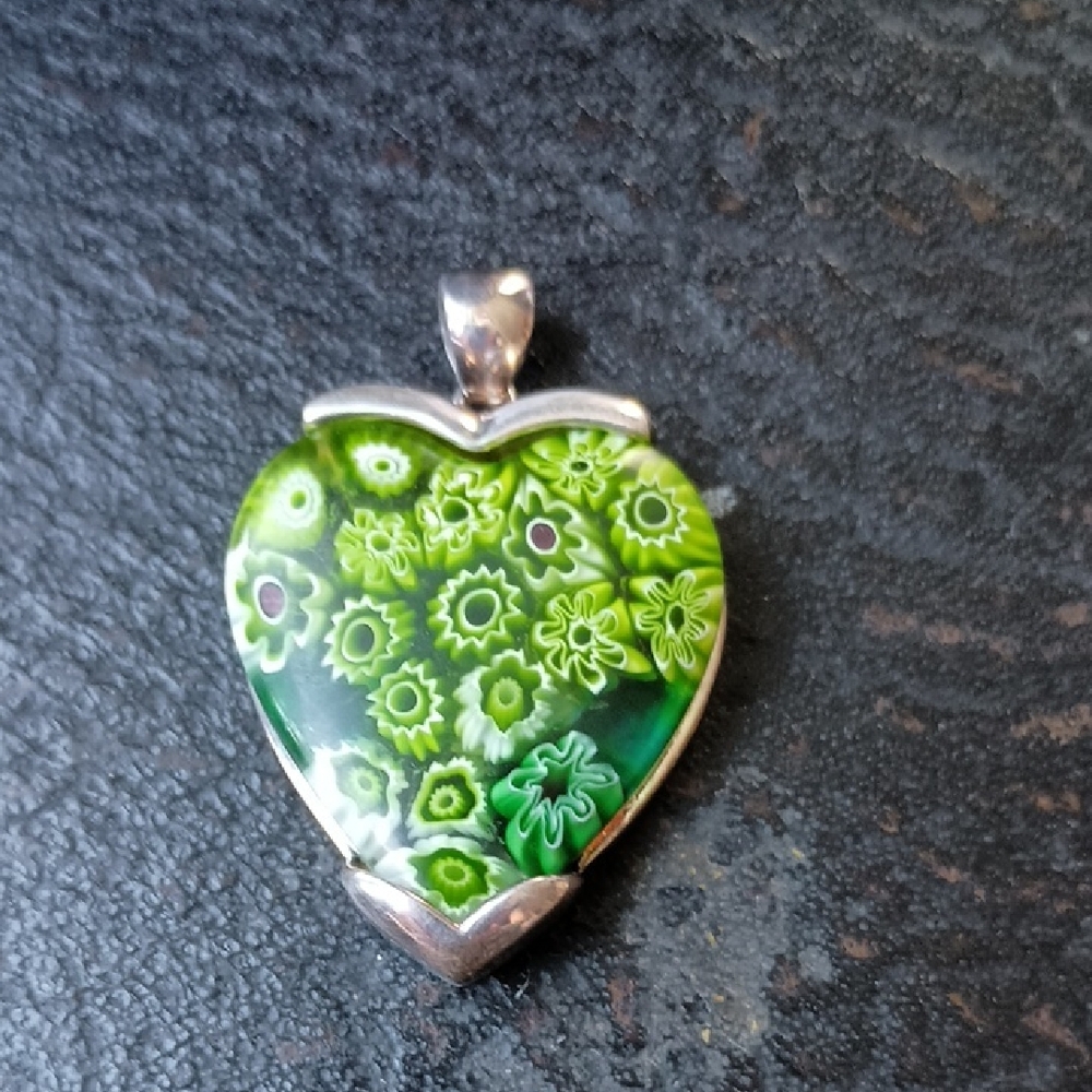 Alan K Green Millefiore Heart Pendant